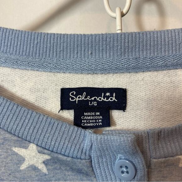 Splendid Blue and White Star Pattern Long Sleeve Pajama Pants Cozy Lounge Set - Picture 3 of 10